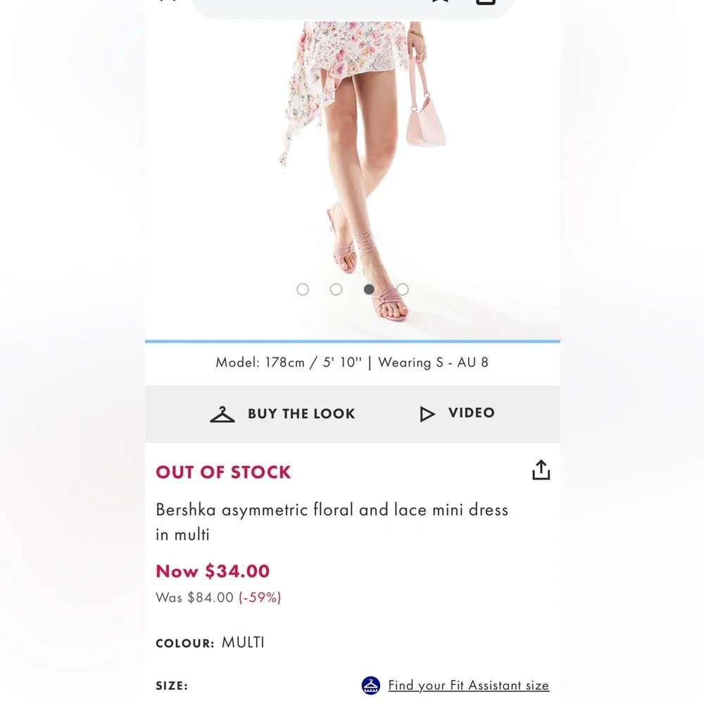 Bershka asymmetric floral and lace mini dress in multi Hem Dress size: Small - Picture 7 of 7